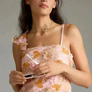 kavita bhartia deep-v sheer tiered tulle dress Kavita Bhartia Rosette Tiered Tulle Gown